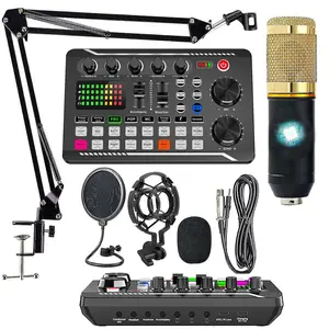 Live Sound Card, Sound Board and Audio Interface with DJ Mixer Effects and Voice Changer, F998 Bluetooth Stereo Audio Mixer, for Live Youtube Streaming, PC, Recording Studio and Gaming