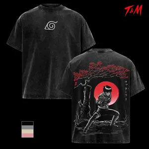 Rock Lee Eight Gates Taijutsu Master Tee , Japanese Cherry Blossom Aesthetic Anime Shirt, Vintage Mineral Wash Oversized Streetwear T-Shirt Naruto Gift for Boys