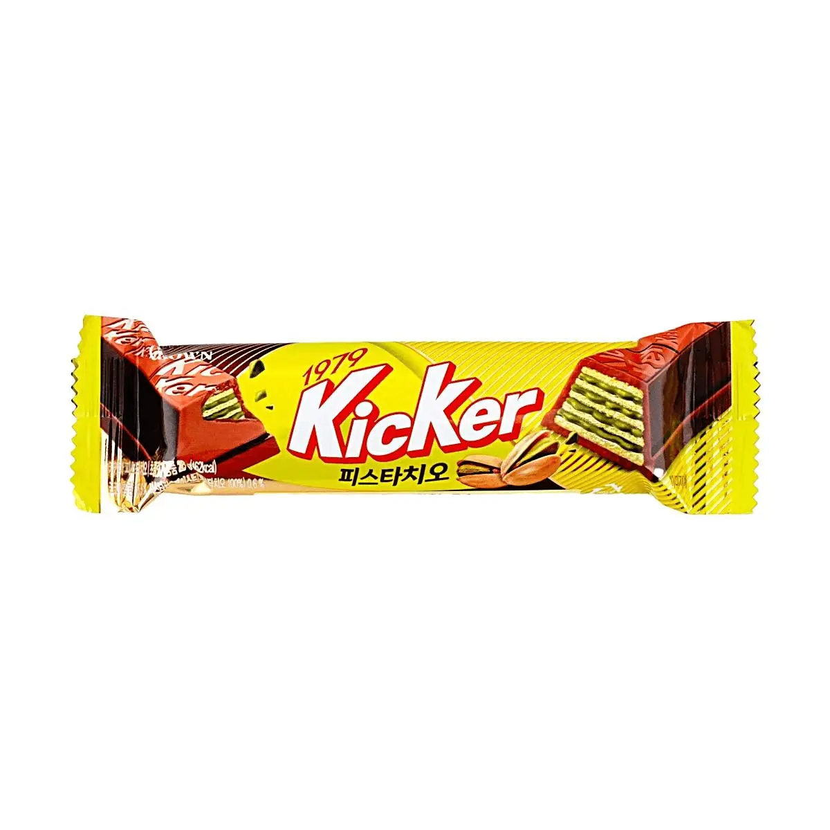 CROWN Kicker Korean Pistachio Wafer Chocolate Bar 28g - Crispy Snack for Kids & Adults