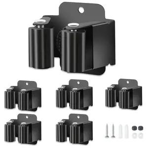 5 PCS Broom Holder Wall Mount, Upgraded Heavy Duty Mop and Broom Holder Wall Mount, Stainless Steel Broom Hanger Mop Holder Rack for Kitchen Laundry Garden Tool Organizer