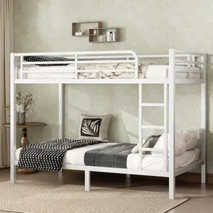 Metal  Bunk Bed for Teens and Adults,Space-Saving/Noise Reduced/No Box Spring Needed,White
