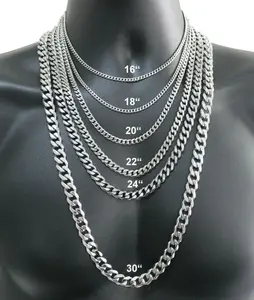 US-FASHION - Men's 925 Sterling Silver Necklace 2/4/6/8/10/12MM 40-75cm Face Chain Necklace Lobster Clasp Men And Women Engagement Jewelry