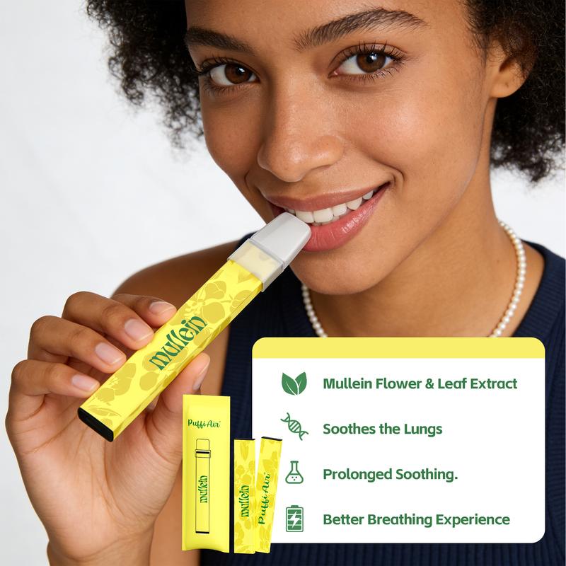 PUFFIAIR Mullein & Peppermint Herbal Air Inhaler for Lung Care & Instant Refreshment, Craving & Stress Relief | Nicotine-Free Smokeless Non-Electric Vaporless Inhalers, Usable Anywhere