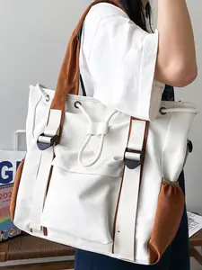 Women's Minimalist Casual Plain Color Tote Bag, Large Capacity Shoulder Bag for Work & Daily Used, Trendy All-match Bag for Commuters and Students