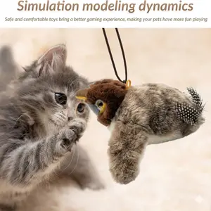 InteractiveCatToy ChirpingCatToy - Non-Flying Flapping Bird Cat Toy, Rechargeable Realistic Sparrow With Simulated Chirping For Indoor Cats & Kittens