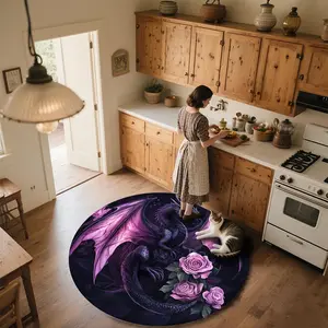 Purple Dragon  Round patterned carpet, non-slip round mat for bedroom, living room, pet bed, and chair, home decoration, birthday gift, Christmas gift, Valentine's Day gift