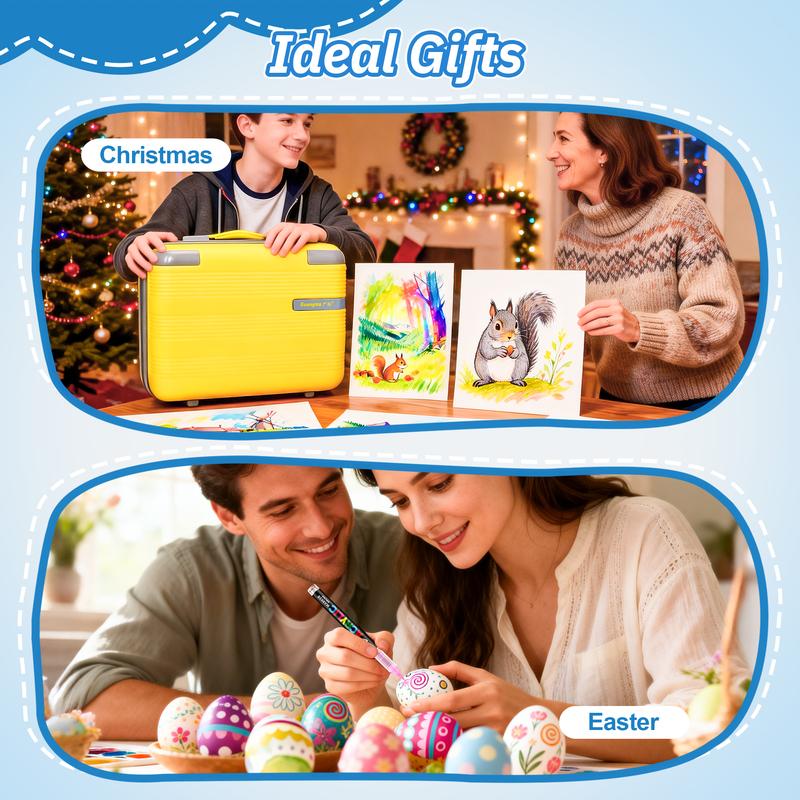 [Limited Sales] 360/288/240 Acrylic Paint Markers Direct Liquid Ink Control System Professional Grade for Rock Painting Canvas Glass Plastic Fabric & Creative Crafts Christmas Gift