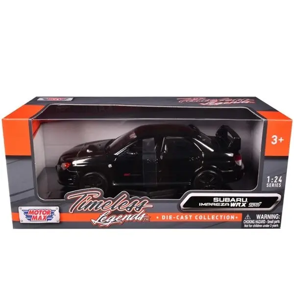 Motormax Subaru Impreza WRX STi 1:24 Black with Black Wheels Diecast Model Car Collectible