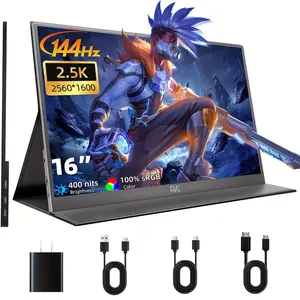 16 inch 2.5K Portable Monitor for Laptop 2560 X 1600 QHD 144hz USB-C, HDMI Portable Screen for Laptop Compatible with Windows, MacBook, Phone, Switch, Xbox & PS4/5 Portable Gaming Monitor