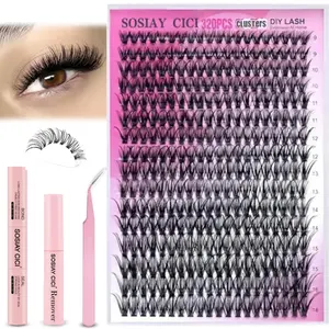 Lash Extension Kit DIY False 320pcs Lash Clusters Eyelash Extension Kit, 【13K + Sold】9-16mm Mix 40D Curl Individual Lashes Kit with Lash Bond and Seal Lash Tweezers Lash Remover for Beginner Self Use(40D-9-16MIX-320PCS KIT) kawaii  lashes