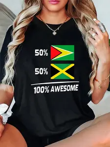 100% Cotton Jamaican Guyanese Flag Jamaica Guyana T-Shirt