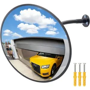 11.8 inch 2mm Thick Acrylic Convex Mirror - Adjustable Wide Angle View Indoor Security Mirror for Garage Parking Warehouse Office and Corner Security Traffic, and Addressing Corner Blind Spot Areas
