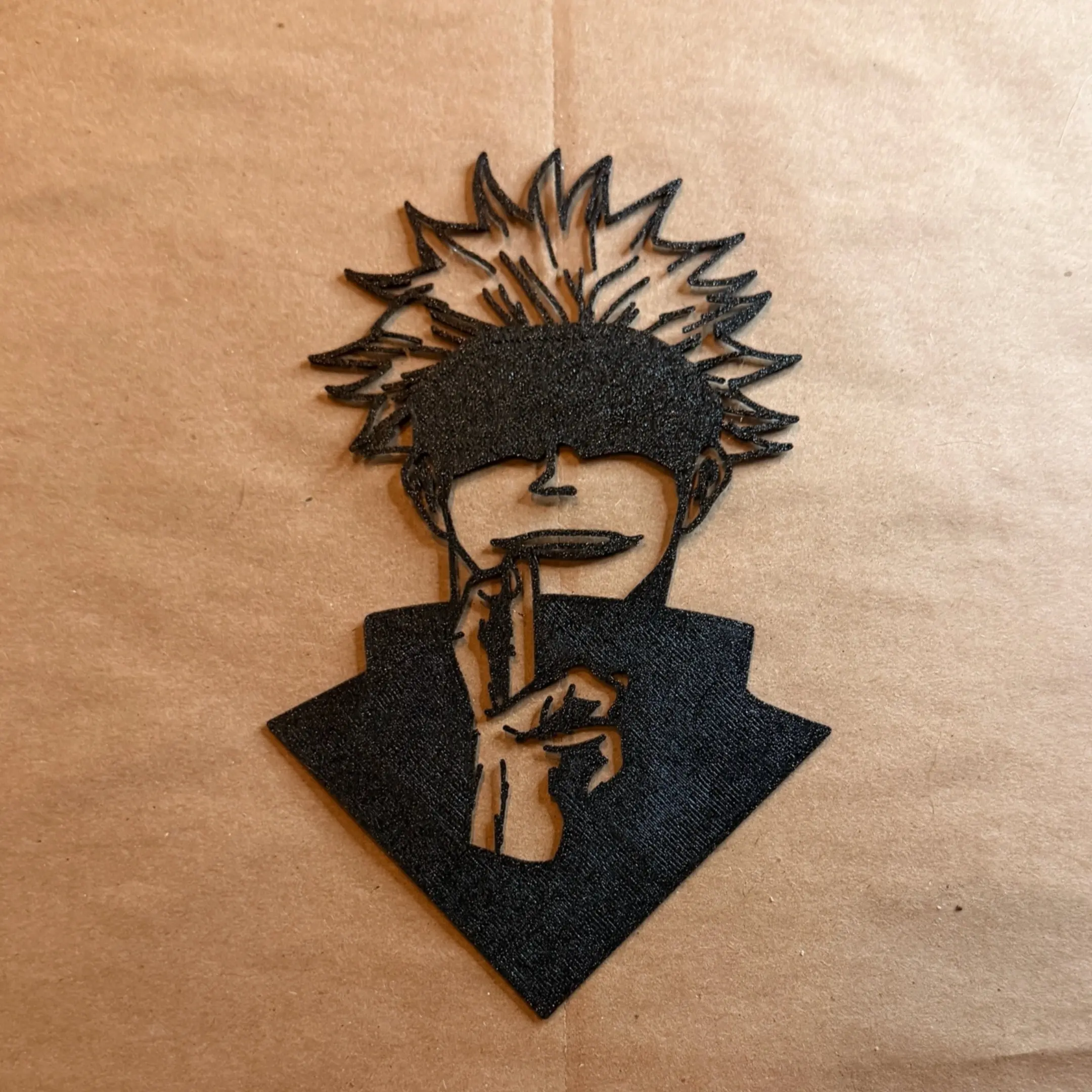 Blindfolded Sorcerer 3D Print Decor – Anime Geometric Stencil print, Modern Wall Shelf Ornament, Home Office Desk Decor, Unique Handmade Gift for Anime Fans, Otaku Room Aesthetic Accent, Bookshelf Decoration