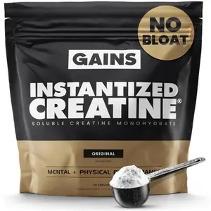 Gains in Bulk Instantized Creatine Monohydrate – Unflavored, Soluble Pre-Workout Powder for Muscle Building, Strength & Performance for Men & Women