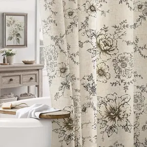 Farmhouse Floral Vintage Shower Curtain, Black Linen Spring Pattern Shower Curtains for Bathroom, Tan Taupe,72x72 2026 new