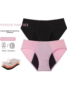 Two-Pack Women's Period Underwear, Four-Layer Leak-Proof Menstruation Pants, Absorbent No Sanitary Pad Needed, All Seasons Comfort