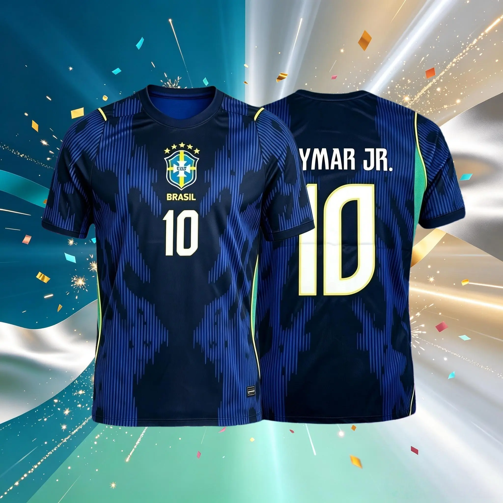 2026 Brazil National Home And Away Yellow And Blue Neymar Vini Raphinha Short Sleeve Soccer Jersey Fans Version