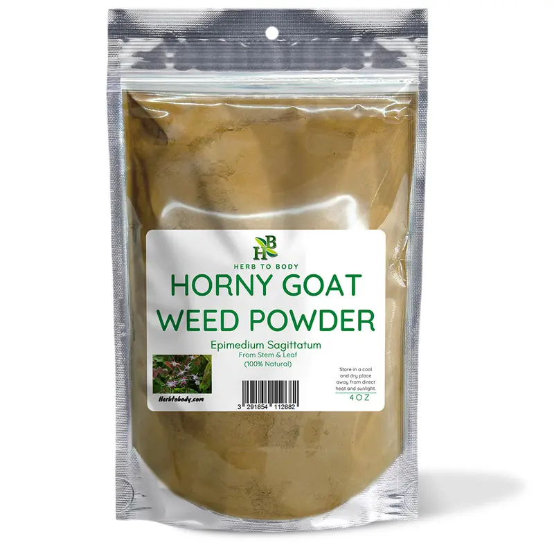 Horny Goat Weed Powder – 4oz (113 G) and 1 lb (454 G) | Epimedium Aerial Powder Drink Mix | Herb To Body