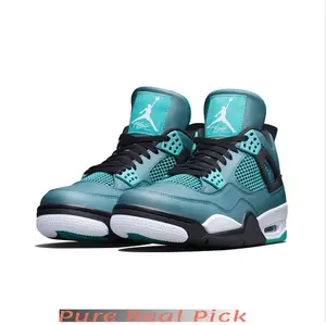 Retro High-Top Basketball Shoes in Teal Leather with Black Mesh and Laces, White Midsole with Black Outsole, and Visible Heel Air Unit