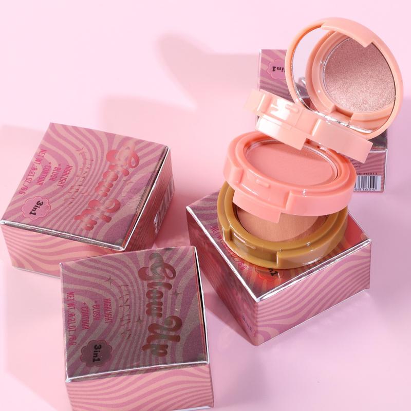 Matte Highlighter and Contour Palette with Three Blendable Shades, Long Wear Lightweight Powder for Natural Definition, Layered Setting Makeup for Everyday Wear, Travel, Photo Ready Looks