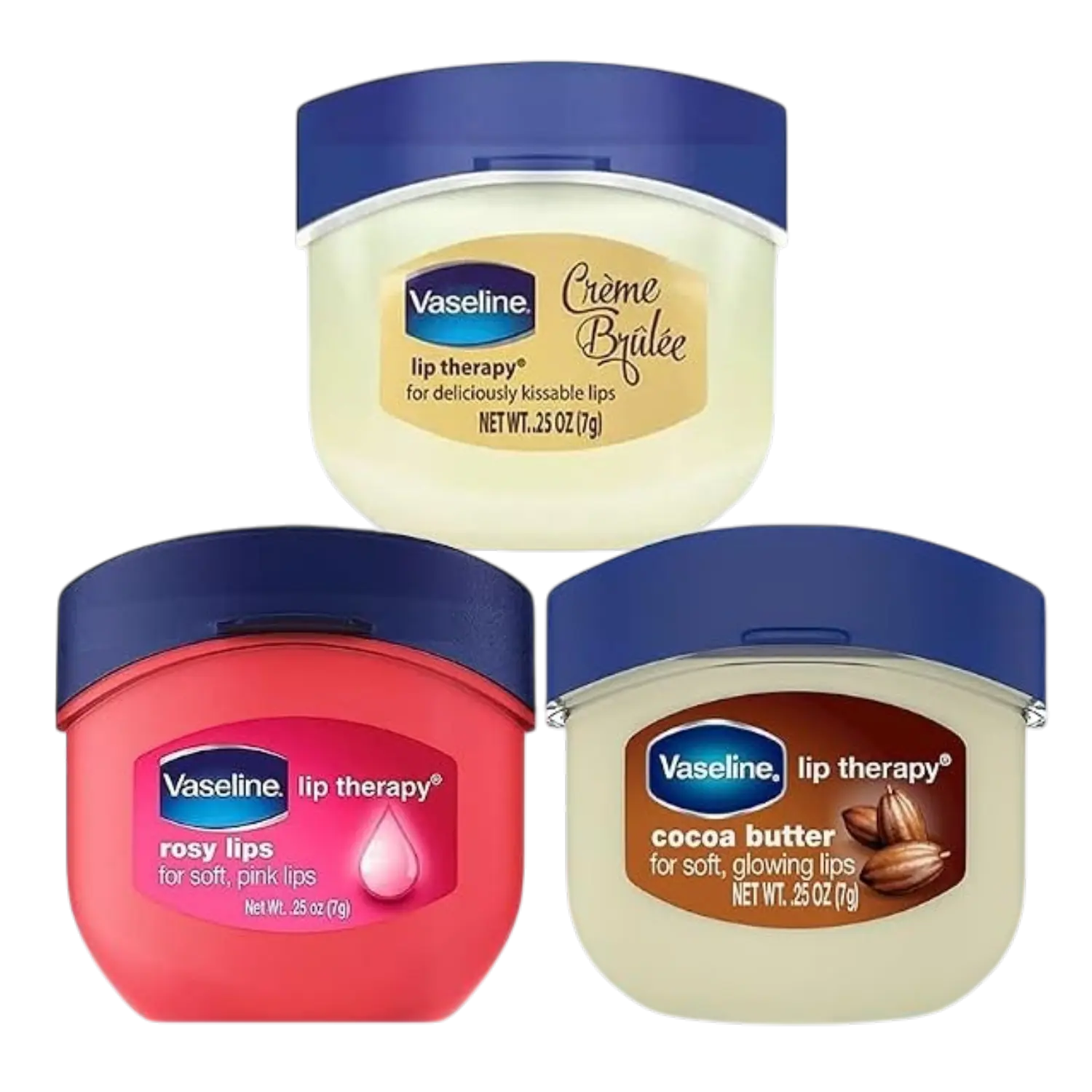 Vaseline Lip Therapy Crème Brûlée, Rosy Lips, Cocoa Butter 0.25 Oz Each