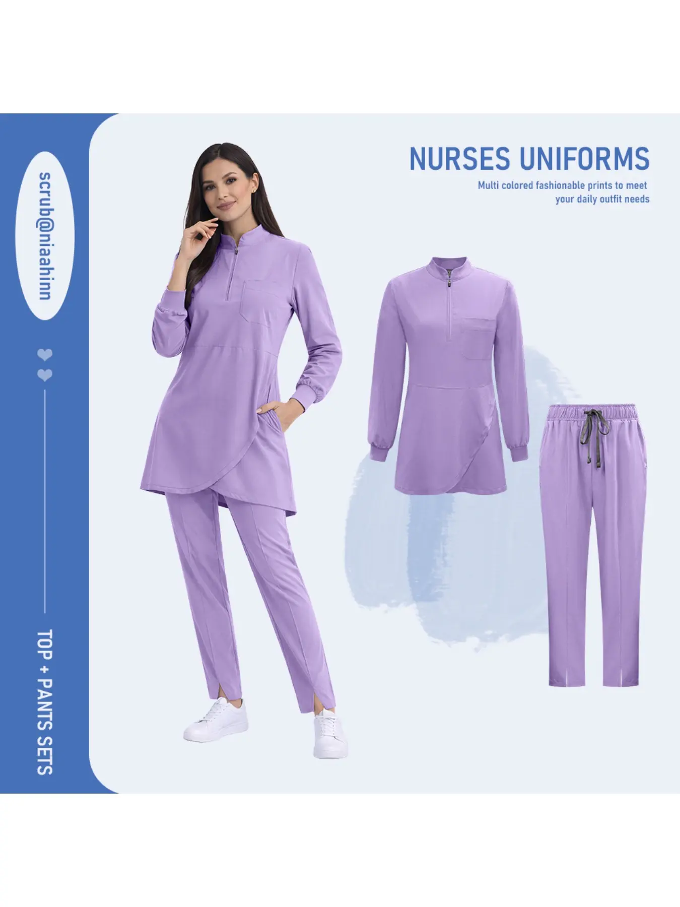 HealthcareWorker Spa Salon Beauty Scrub Workwear Uniform Set Top Pant Scrub Women Nurse Hospital Uniform Spandex Stretch Casual Fashionable Uniform Suit