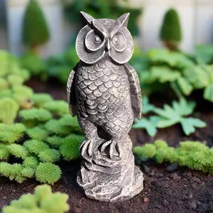 Owl Statue 15" x 6" with Natural Finish, Simple Design, Ideal for Home Decor
