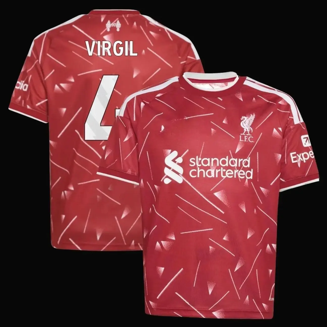 Premium - Red Soccer Jersey Number Virgil 4 Athletic Sports Tee 2025/26 Home 2026/27 Home On-Field Liver K