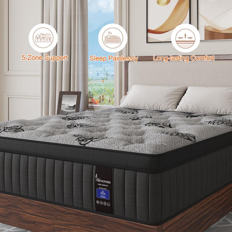 Twin Full Queen King Mattress in a Box, 10 Inch Hybrid Mattresses with Gel Memory Foam and Individually Pocket Innerspring Euro Top Medium Firm for Motion Isolation, Edge Support