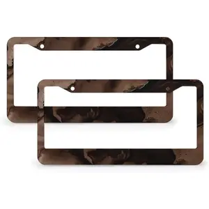 Liquid Dark Brown Print License Plate Frame - 2 Pack License Plate Frame, Metal License Plate Frame Car Tag Frame Holder Cover Front Rear Aluminum 2 Hole Decorative Women Men ﻿