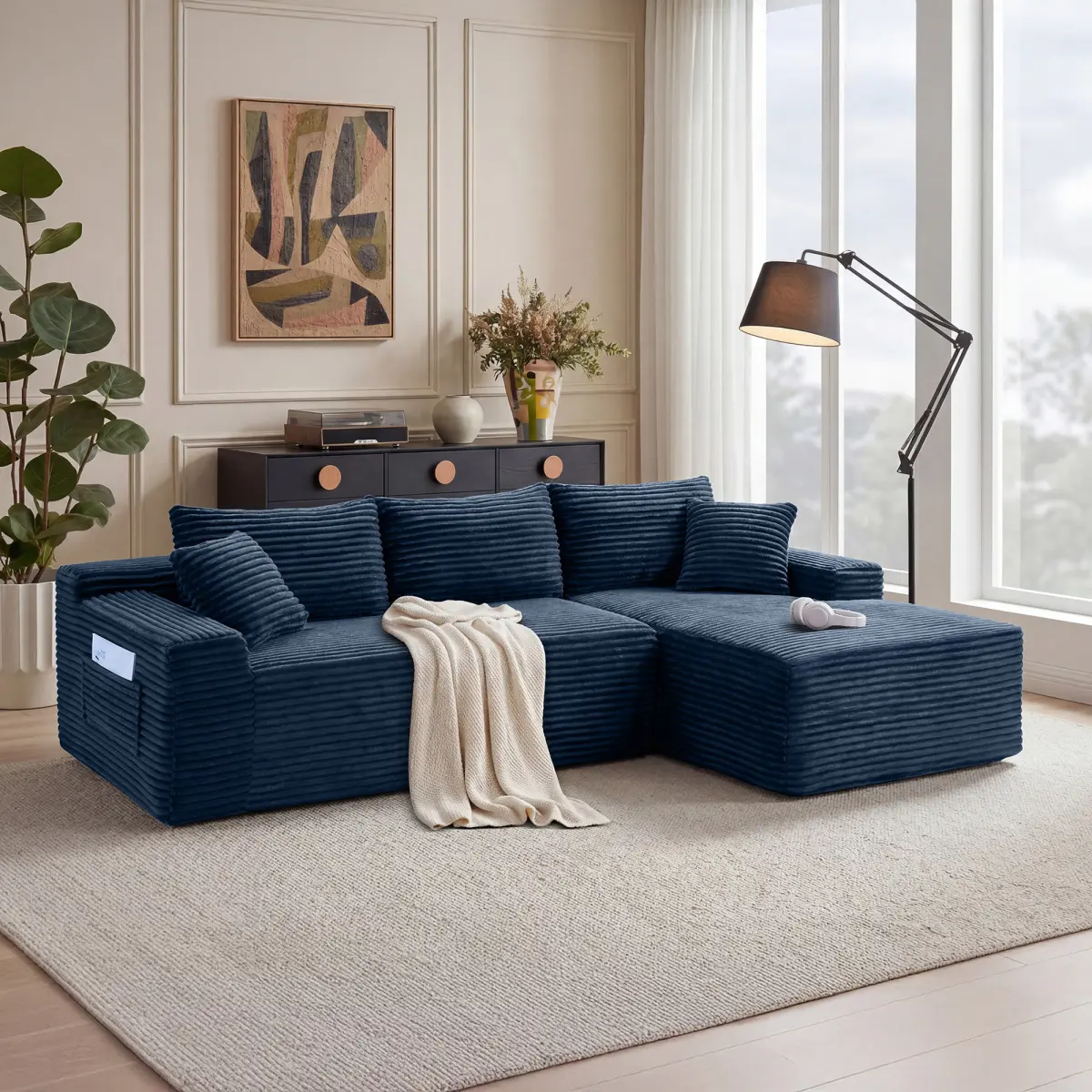94.5 Inch Cloud Modular Sectional Sofa Couch L Shape Chaise Deep Seat Living Room Home Decor No Assembly Queen Size Bed Frame Modern Minimalist