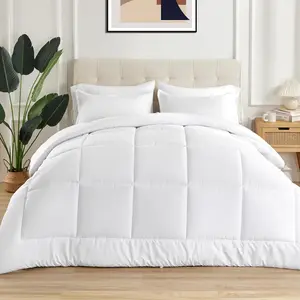 King Comforter,Quilted Duvet All Season Down Alternative Bedding Duvet Insert Soft Breathable Microfiber 200gsm with 8 Corner Tabs Easy Care White