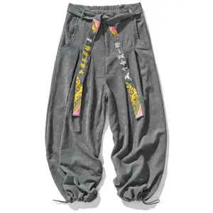 Mens Corduroy Pants Loose Drawstring Sweatpants Vintage Cargo Pant