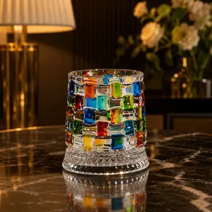 Hand-Painted Embossed Rotating Whiskey Glass – Minimal Luxury Crystal Tumbler with Smooth Spin Design