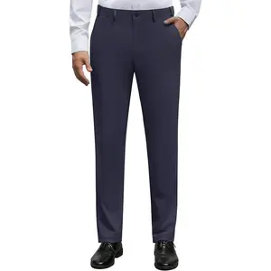 Men's Stretch Dress Pants No Iron Golf Pants Expandable Waist Flat Front Business Casual Pants
