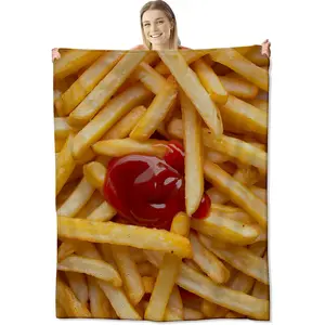 Fries Blanket For Children Adults, Fries Flanel Blanket For SoFa, Bed, Living Room, SoFt, Warm And Cozy, Fries Decoration 50 X 60 In