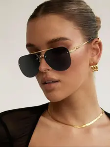 Women's Fashionable Summer Trendy Classic Aviator Sunglasses (1 Pair), Trendy Casual Metal Frame Aviators Sunglasses for Everyday Use, Modern Versatile Frames Accessories for Outdoor Activities for Daily Travel, Trendy Shades