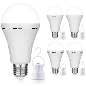 Rechargeable Emergency Light Bulbs A19, 15W Diamond Pattern Camping Lamp Battery Powered LED Light Bulb 6000K Daylight E26 E27 For Home Power Outage Camping Hurricane