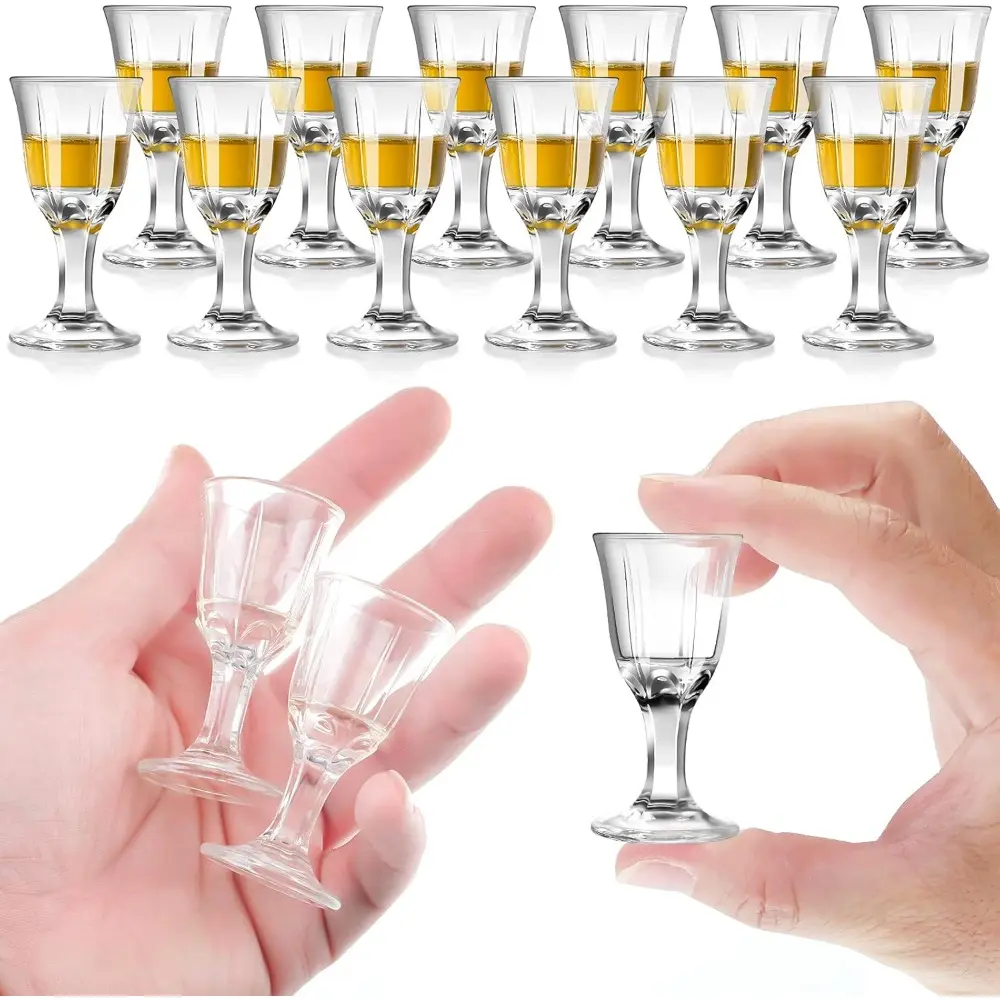 Mini Shot Glasses, 0.4 OZ/Half an Ounce, Clear Cordial Wine Glasses with Base for Wine, Tequila, Whiskey, Spirits