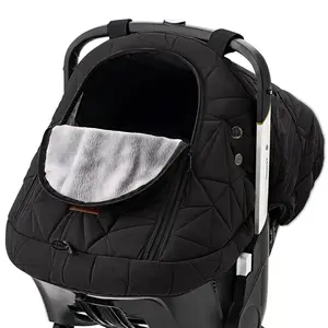 Car Seat Cover Baby Winter: Carseat Canopy for Babies - Infant Cold Weather Shield with Zipper Peeping Window Warm and Cozy Waterproof Universal Fitted Black for Boy Girl Neutral Newborn