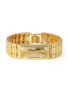 Men's Leopard Pattern Cuff Bracelet with Zircon Stones, Durable Daily Wear, Perfect for Streetwear and Business, Ideal Gift