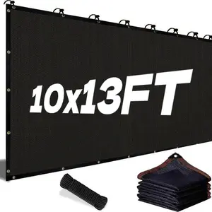 90% Light Blocking Black Shade Net, 10x13ft UV-Resistant Blackout Cloth with Reinforced Rivets, Suitable for Outdoor Camping, Garden Use (Home & Festive Decor Supplies), Uv-Resistant Cloth