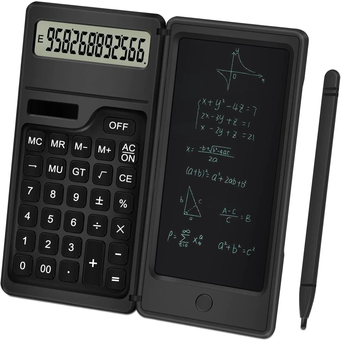 Calculator with Notepad,  12 Digits LCD Display Solar Desktop Calculator, Support Solar and , Multi-Function Portable Calculators for Office, School and Home