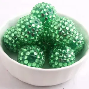 Green Sparkle 20mm Rhinestone Beads Set of 5