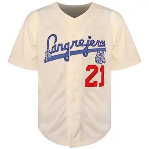 Clemente Baseball Jersey #21 Short Sleeve 100% Polyester Sports Top for Fitness Comfortable Durability Normal Size Gray