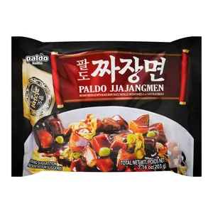 Paldo Fun & Yum Jjajangmen Instant Noodles, Pack of 4, Brothless Chajang Ramen with Savory & Sweet Black Bean Sauce, Oriental Style Korean Ramyun, Soupless K-Food, 203g x 4