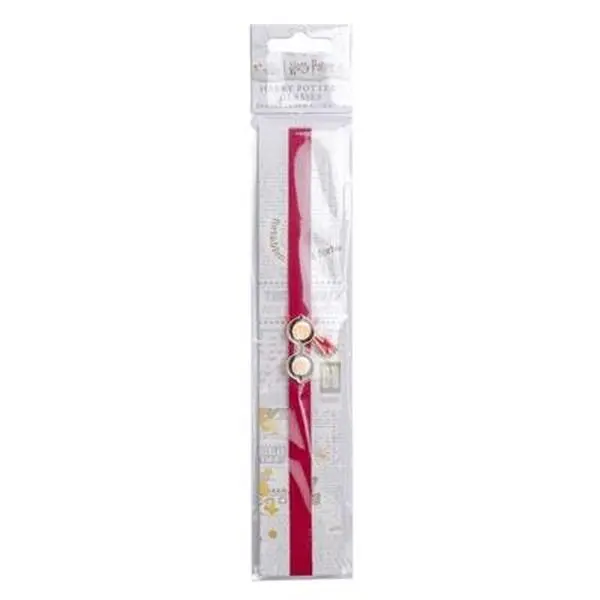 Harry Potter Enameled Charm Bookmark, Harry's Glasses Design with Insights & Miscellaneous Prints, Elastic Band, Durable Metal and Enamel, 0.1 lbs, 1.75" H x 9.75" L x 0.1" W, Ideal for Reading/Writing, Gift for Literature & Art Enthusiasts