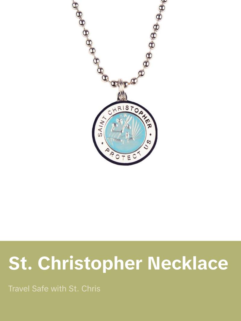St. Christopher Necklace - Baby Blue/ White
