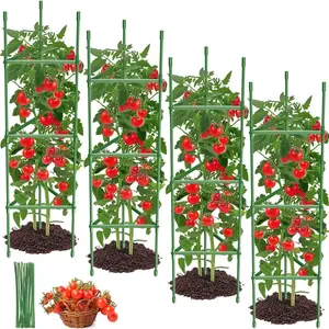 Set of 4 metal Outdoor Gardening Stakes - Tomato Trellis, Vegetable Garden Stake 4 PIece Set