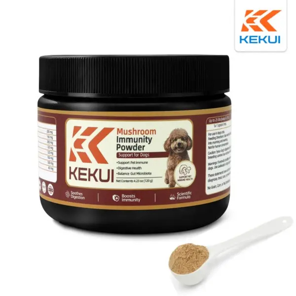KEKUI Dog Immunity Mushroom Powder Supplement - 8-in-1 Premium Natural Mushroom Extract Complex, Gentle Long-Lasting Immune Boost, Easy-to-Mix for Daily Dog Meals (Powder Form)